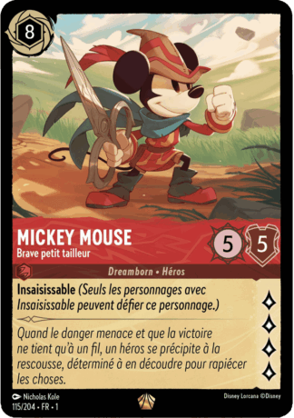 Mickey Mouse - Brave petit tailleur 115/204 - Lorcana S1 FR