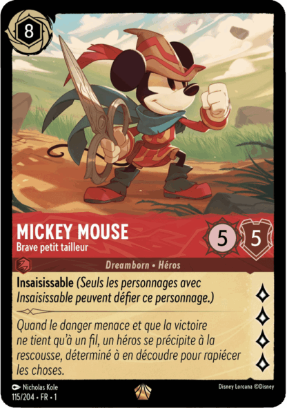 Mickey Mouse - Brave petit tailleur 115/204 - Lorcana S1 FR