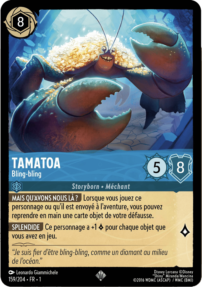 Tamatoa - Bling-bling 159/204 - Lorcana S1 FR
