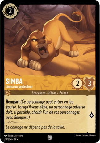 Simba - Lionceau protecteur 20/204 - Lorcana S1 FR