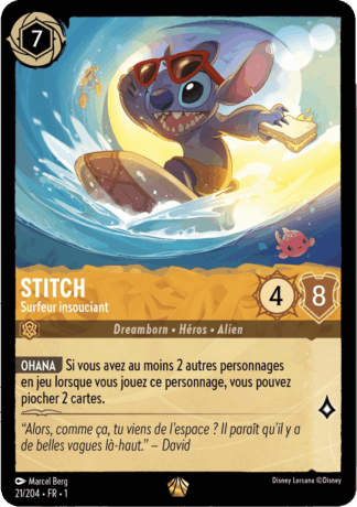 Stitch - Surfeur insouciant 21/204 - Lorcana S1 FR