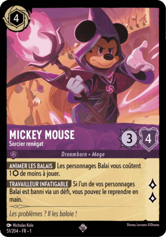 Mickey Mouse - Sorcier renégat 51/204 - Lorcana S1 FR