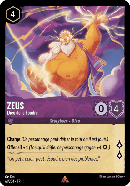 Zeus - Dieu de la Foudre 61/204 - Lorcana S1 FR