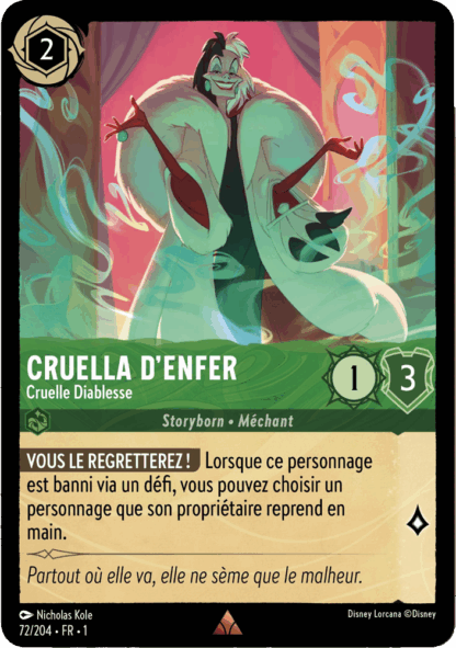 Cruella denfer - Cruelle Diablesse 72/204 - Lorcana S1 FR