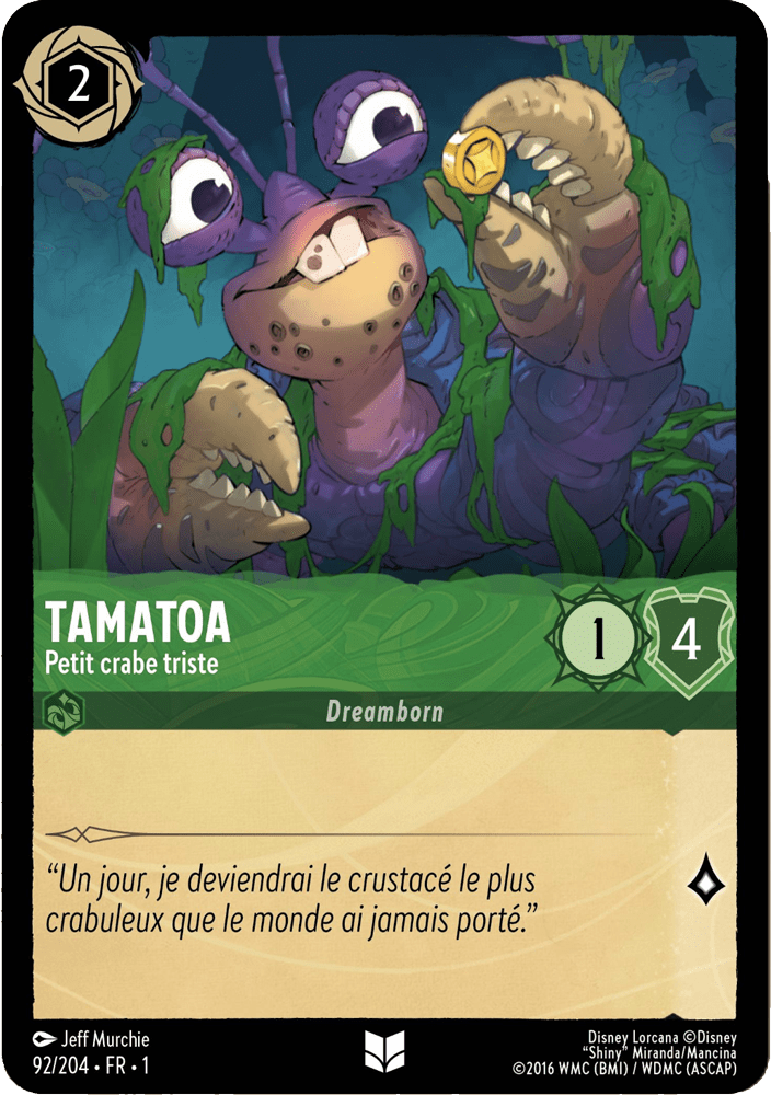 Tamatoa - Petit crabe terne 92/204 - Lorcana S1 FR