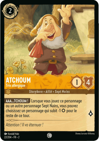 Atchoum - Très allergique 22/204 - Lorcana S2 FR