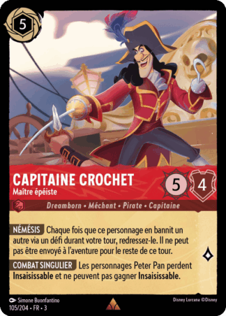 Capitaine Crochet - Maître épéiste 105/204 - Lorcana S3 FR