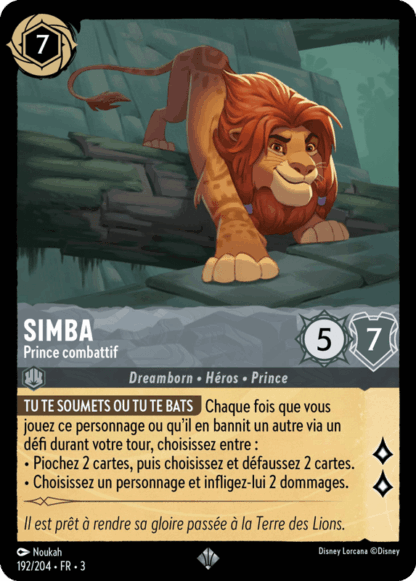 Simba - Prince combattif 192/204 - Lorcana S3 FR