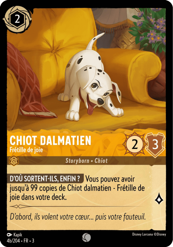 Chiot Dalmatien - Frétille de joie 4b/204 - Lorcana S3 FR