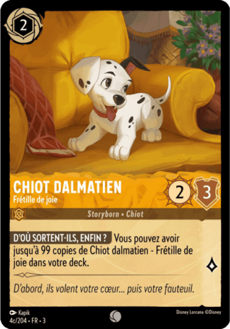 Chiot Dalmatien - Frétille de joie 4c/204 - Lorcana S3 FR
