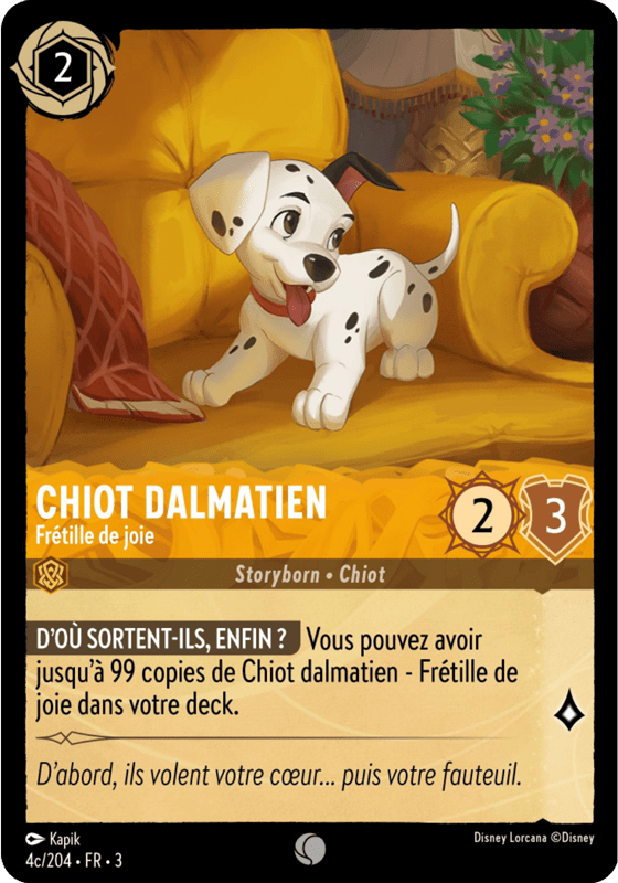 Chiot Dalmatien - Frétille de joie 4c/204 - Lorcana S3 FR