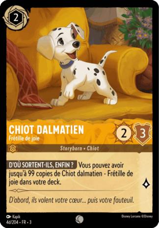 Chiot Dalmatien - Frétille de joie 4d/204 - Lorcana S3 FR