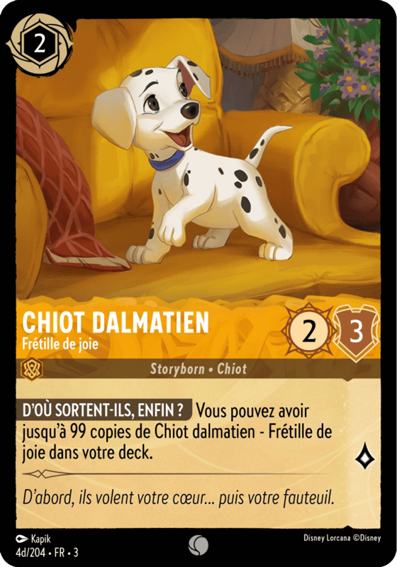 Chiot Dalmatien - Frétille de joie 4d/204 - Lorcana S3 FR