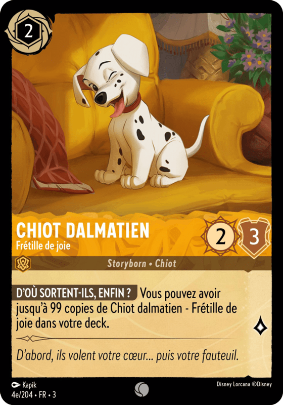 Chiot Dalmatien - Frétille de joie 4e/204 - Lorcana S3 FR