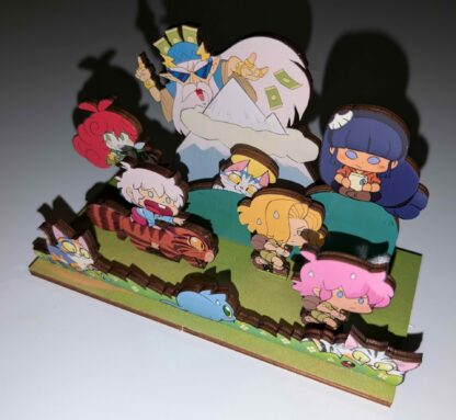 Vue 3D personnages en bois Maliki